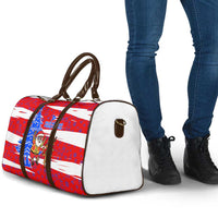 Puerto Rico Christmas Travel Bag with Dancing Santa Reindeer Blue Tree and Festive Flag Design - Wonder Print Shop
