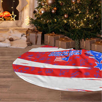 Puerto Rico Christmas Tree Skirt with Dancing Santa Reindeer Blue Tree and Festive Flag Design - Wonder Print Shop