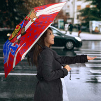 Puerto Rico Christmas Umbrella with Dancing Santa Reindeer Blue Tree and Festive Flag Design - Wonder Print Shop