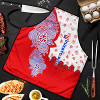 Puerto Rico Christmas Apron with Taino Symbols Palm Tree Bongos and Holiday Pattern Design - Wonder Print Shop