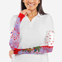 Puerto Rico Christmas Arm Sleeves with Taino Symbols Palm Tree Bongos and Holiday Pattern Design - Wonder Print Shop