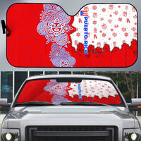 Puerto Rico Christmas Auto Sun Shade with Taino Symbols Palm Tree Bongos and Holiday Pattern Design - Wonder Print Shop