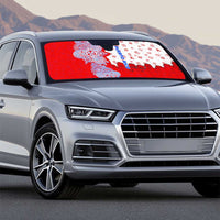 Puerto Rico Christmas Auto Sun Shade with Taino Symbols Palm Tree Bongos and Holiday Pattern Design - Wonder Print Shop