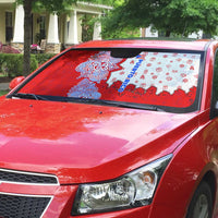 Puerto Rico Christmas Auto Sun Shade with Taino Symbols Palm Tree Bongos and Holiday Pattern Design - Wonder Print Shop