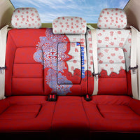 Puerto Rico Christmas Back Car Seat Cover with Taino Symbols Palm Tree Bongos and Holiday Pattern Design - Wonder Print Shop