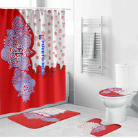 Puerto Rico Christmas Bathroom Set with Taino Symbols Palm Tree Bongos and Holiday Pattern Design - Wonder Print Shop