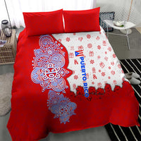 Puerto Rico Christmas Bedding Set with Taino Symbols Palm Tree Bongos and Holiday Pattern Design - Wonder Print Shop