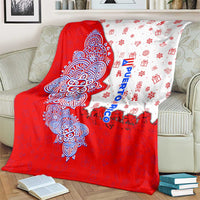 Puerto Rico Christmas Blanket with Taino Symbols Palm Tree Bongos and Holiday Pattern Design - Wonder Print Shop