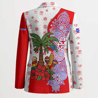 Puerto Rico Christmas Blazer with Taino Symbols Palm Tree Bongos and Holiday Pattern Design - Wonder Print Shop