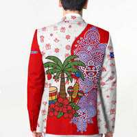 Puerto Rico Christmas Blazer with Taino Symbols Palm Tree Bongos and Holiday Pattern Design - Wonder Print Shop