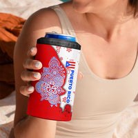 Puerto Rico Christmas 4 in 1 Can Cooler Tumbler with Taino Symbols Palm Tree Bongos and Holiday Pattern Design - Wonder Print Shop