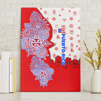 Puerto Rico Christmas Canvas Wall Art with Taino Symbols Palm Tree Bongos and Holiday Pattern Design - Wonder Print Shop