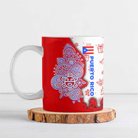 Puerto Rico Christmas Ceramic Mug with Taino Symbols Palm Tree Bongos and Holiday Pattern Design - Wonder Print Shop