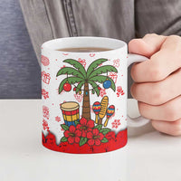 Puerto Rico Christmas Ceramic Mug with Taino Symbols Palm Tree Bongos and Holiday Pattern Design - Wonder Print Shop