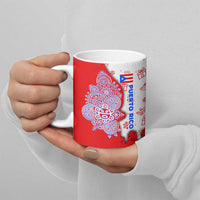 Puerto Rico Christmas Ceramic Mug with Taino Symbols Palm Tree Bongos and Holiday Pattern Design - Wonder Print Shop