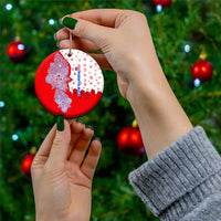 Puerto Rico Christmas Ceramic Ornament with Taino Symbols Palm Tree Bongos and Holiday Pattern Design - Wonder Print Shop