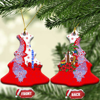 Puerto Rico Christmas Ceramic Ornament with Taino Symbols Palm Tree Bongos and Holiday Pattern Design - Wonder Print Shop