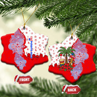 Puerto Rico Christmas Ceramic Ornament with Taino Symbols Palm Tree Bongos and Holiday Pattern Design - Wonder Print Shop
