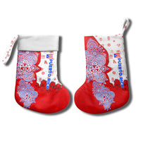 Puerto Rico Christmas Stocking with Taino Symbols Palm Tree Bongos and Holiday Pattern Design - Wonder Print Shop