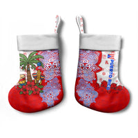 Puerto Rico Christmas Stocking with Taino Symbols Palm Tree Bongos and Holiday Pattern Design - Wonder Print Shop