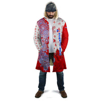 Puerto Rico Christmas Cloak with Taino Symbols Palm Tree Bongos and Holiday Pattern Design - Wonder Print Shop