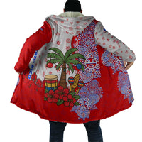 Puerto Rico Christmas Cloak with Taino Symbols Palm Tree Bongos and Holiday Pattern Design - Wonder Print Shop