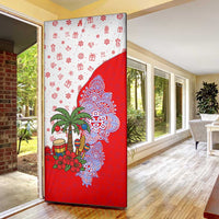 Puerto Rico Christmas Door Cover with Taino Symbols Palm Tree Bongos and Holiday Pattern Design - Wonder Print Shop