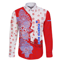 Puerto Rico Christmas Family Matching Long Sleeve Bodycon Dress and Hawaiian Shirt with Taino Symbols Palm Tree Bongos and Holiday Pattern Design - Wonder Print Shop