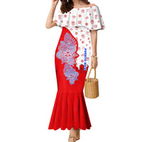 Puerto Rico Christmas Family Matching Mermaid Dress and Hawaiian Shirt with Taino Symbols Palm Tree Bongos and Holiday Pattern Design - Wonder Print Shop