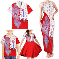 Puerto Rico Christmas Family Matching Tank Maxi Dress and Hawaiian Shirt with Taino Symbols Palm Tree Bongos and Holiday Pattern Design - Wonder Print Shop