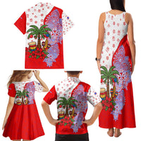 Puerto Rico Christmas Family Matching Tank Maxi Dress and Hawaiian Shirt with Taino Symbols Palm Tree Bongos and Holiday Pattern Design - Wonder Print Shop