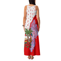 Puerto Rico Christmas Family Matching Tank Maxi Dress and Hawaiian Shirt with Taino Symbols Palm Tree Bongos and Holiday Pattern Design - Wonder Print Shop