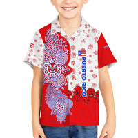 Puerto Rico Christmas Hawaiian Shirt with Taino Symbols Palm Tree Bongos and Holiday Pattern Design - Wonder Print Shop