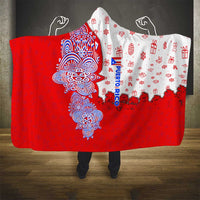 Puerto Rico Christmas Hooded Blanket with Taino Symbols Palm Tree Bongos and Holiday Pattern Design - Wonder Print Shop
