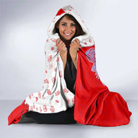 Puerto Rico Christmas Hooded Blanket with Taino Symbols Palm Tree Bongos and Holiday Pattern Design - Wonder Print Shop