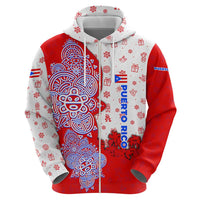Puerto Rico Christmas Hoodie with Taino Symbols Palm Tree Bongos and Holiday Pattern Design - Wonder Print Shop