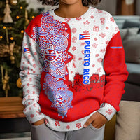 Puerto Rico Christmas Kid Ugly Christmas Sweater with Taino Symbols Palm Tree Bongos and Holiday Pattern Design - Wonder Print Shop