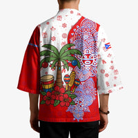 Puerto Rico Christmas Kimono with Taino Symbols Palm Tree Bongos and Holiday Pattern Design - Wonder Print Shop