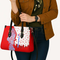 Puerto Rico Christmas Leather Bag with Taino Symbols Palm Tree Bongos and Holiday Pattern Design - Wonder Print Shop