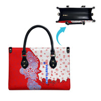 Puerto Rico Christmas Leather Bag with Taino Symbols Palm Tree Bongos and Holiday Pattern Design - Wonder Print Shop