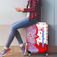 Puerto Rico Christmas Luggage Cover with Taino Symbols Palm Tree Bongos and Holiday Pattern Design - Wonder Print Shop