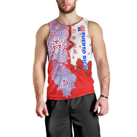 Puerto Rico Christmas Men Tank Top with Taino Symbols Palm Tree Bongos and Holiday Pattern Design - Wonder Print Shop