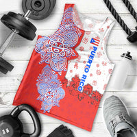 Puerto Rico Christmas Men Tank Top with Taino Symbols Palm Tree Bongos and Holiday Pattern Design - Wonder Print Shop