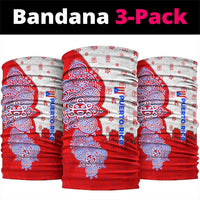 Puerto Rico Christmas Neck Gaiter with Taino Symbols Palm Tree Bongos and Holiday Pattern Design - Wonder Print Shop