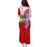 Puerto Rico Christmas Puletasi with Taino Symbols Palm Tree Bongos and Holiday Pattern Design - Wonder Print Shop