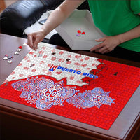 Puerto Rico Christmas Puzzle with Taino Symbols Palm Tree Bongos and Holiday Pattern Design - Wonder Print Shop