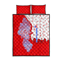 Puerto Rico Christmas Quilt Bed Set with Taino Symbols Palm Tree Bongos and Holiday Pattern Design - Wonder Print Shop