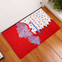 Puerto Rico Christmas Rubber Doormat with Taino Symbols Palm Tree Bongos and Holiday Pattern Design - Wonder Print Shop