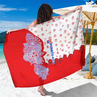 Puerto Rico Christmas Sarong with Taino Symbols Palm Tree Bongos and Holiday Pattern Design - Wonder Print Shop