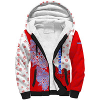 Puerto Rico Christmas Sherpa Hoodie with Taino Symbols Palm Tree Bongos and Holiday Pattern Design - Wonder Print Shop